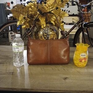 Coach Brown Leather Bag with Gold Accents